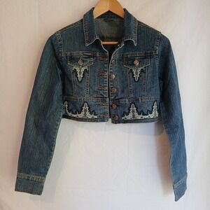 Rich Cow Jeans‎ Juniors Size Medium Cropped Jean Denim Jacket